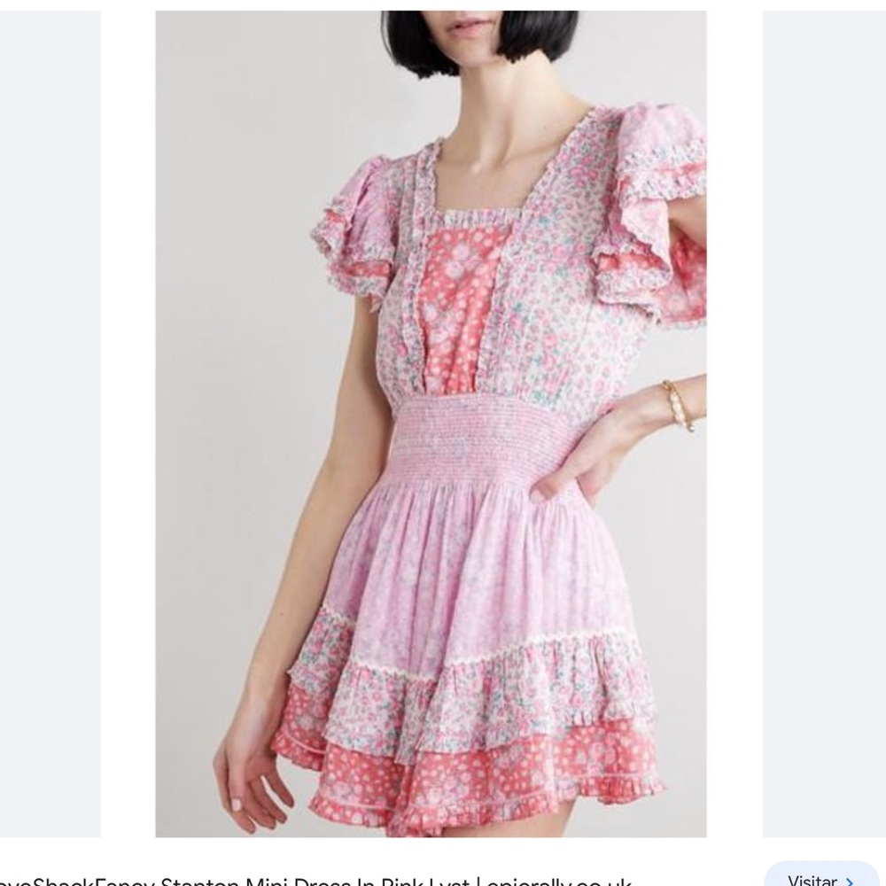 LoveShackFancy Pink Floral Ruffled Mini Dress